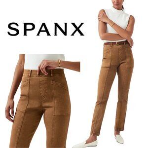 SPANX, Stretch Twill Straight‎ Leg Seamed Pants, Acorn, Brown, Tan, Camel